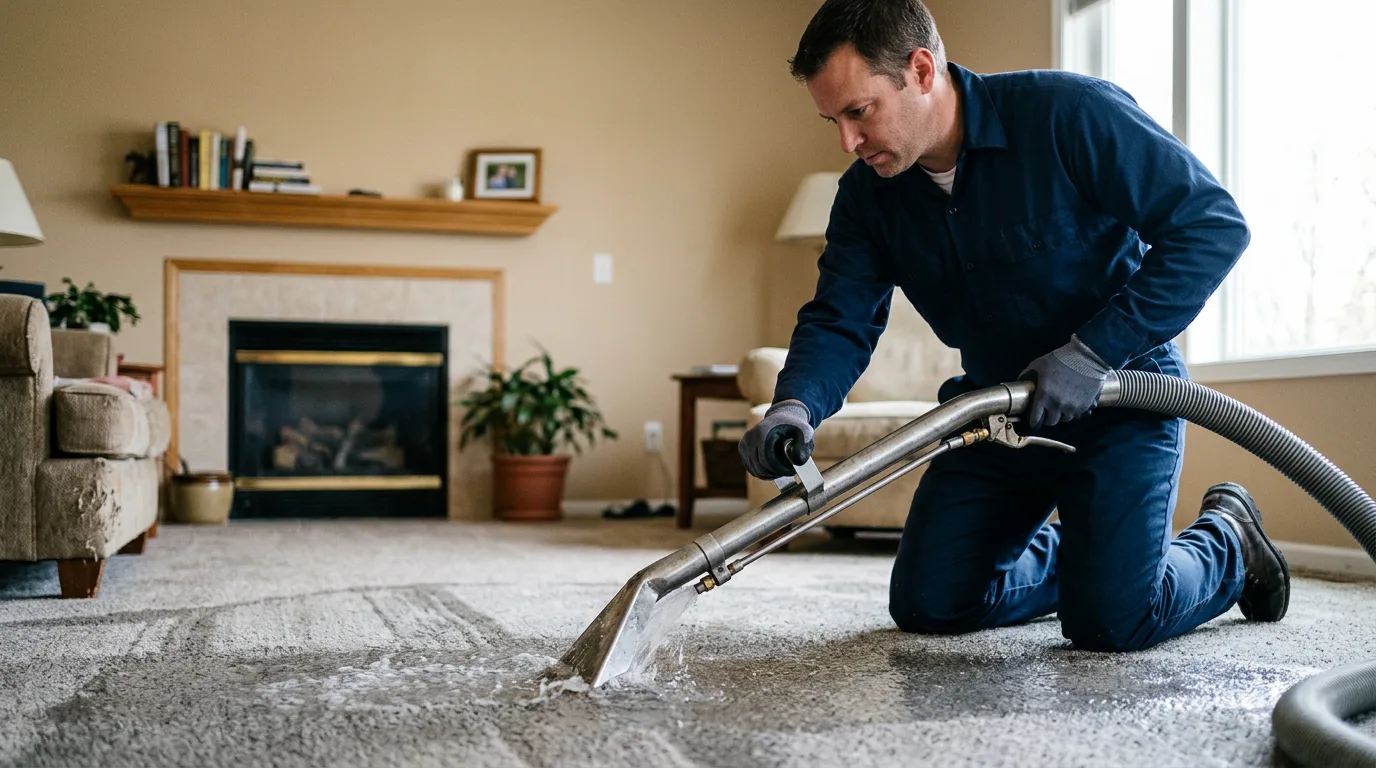 Water damage restoration technician working near Wyandotte, OK